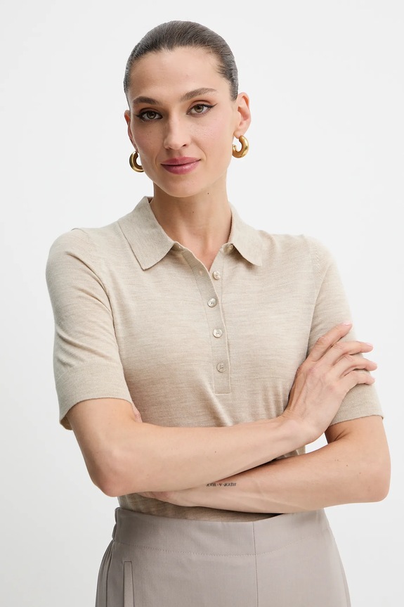 Vlnené polo BOSS Fidenka béžová 50545015