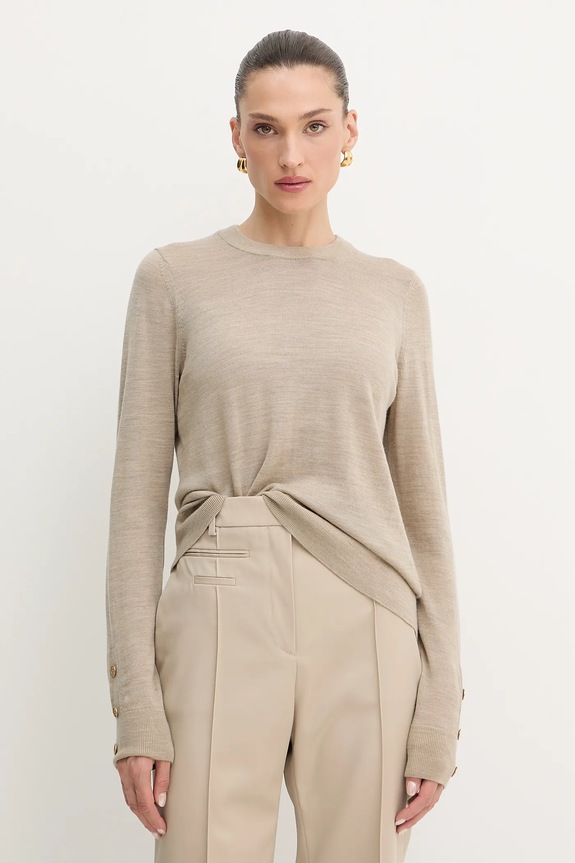 Vuneni pulover MICHAEL Michael Kors bez uzorka bež MT5619D4VR