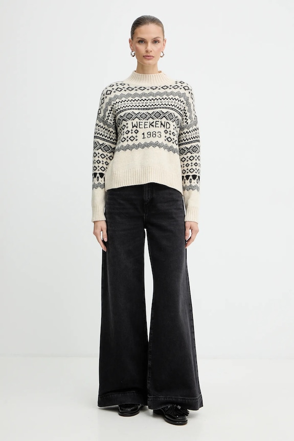 Pulover s dodatkom vune Weekend Max Mara BRIOSO bež 2525366053600