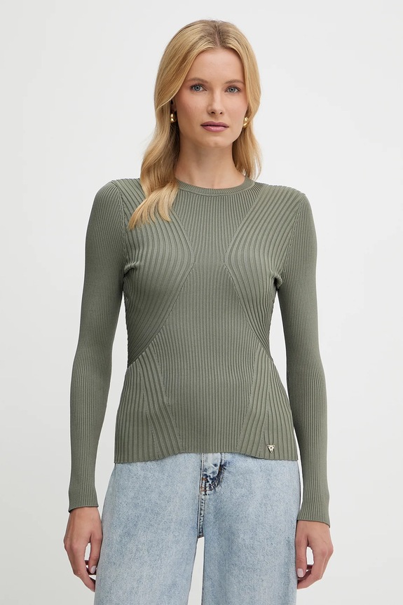 Pulover Guess HANNA okrugli zelena W5YR08.Z0040