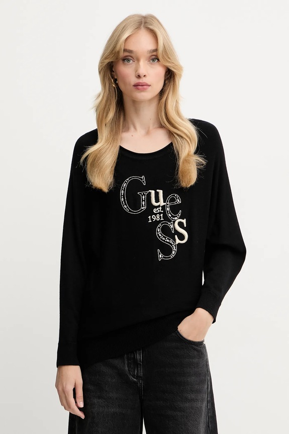 Guess pulóver KASSIDY aplikációval fekete W5YR22.Z2NQ2