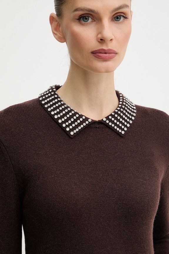 Pinko sweter z domieszką wełny brązowy 105530.A2S4