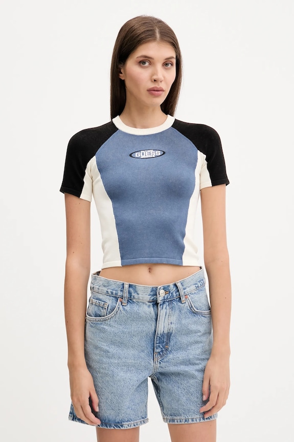 Tričko Guess Originals slim modrá W5YR44.Z2YJ2