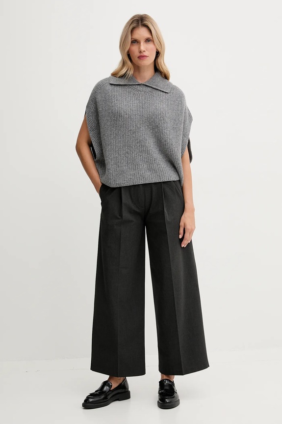 Poncho με προσθήκη μαλλιού United Colors of Benetton 1344DU01K γκρί AW25