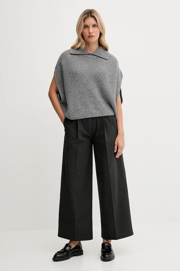 Poncho με προσθήκη μαλλιού United Colors of Benetton 1344DU01K γκρί AW25