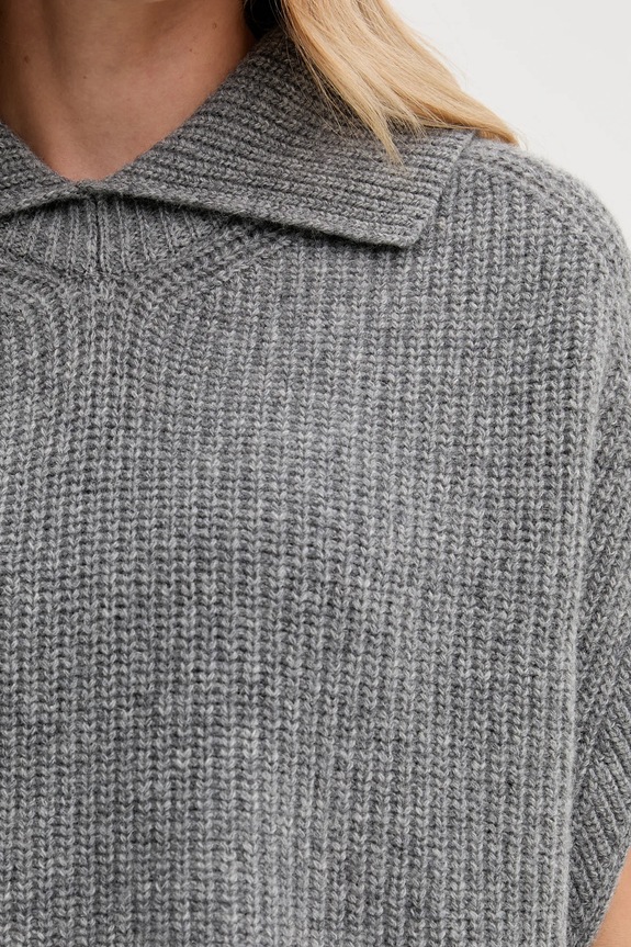 Poncho με προσθήκη μαλλιού United Colors of Benetton 1344DU01K γκρί