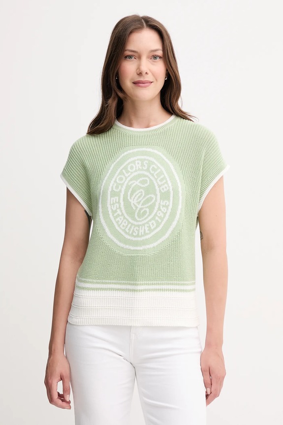 Βαμβακερό γιλέκο United Colors of Benetton λεπτό μοτίβο πράσινο 1494E10EH