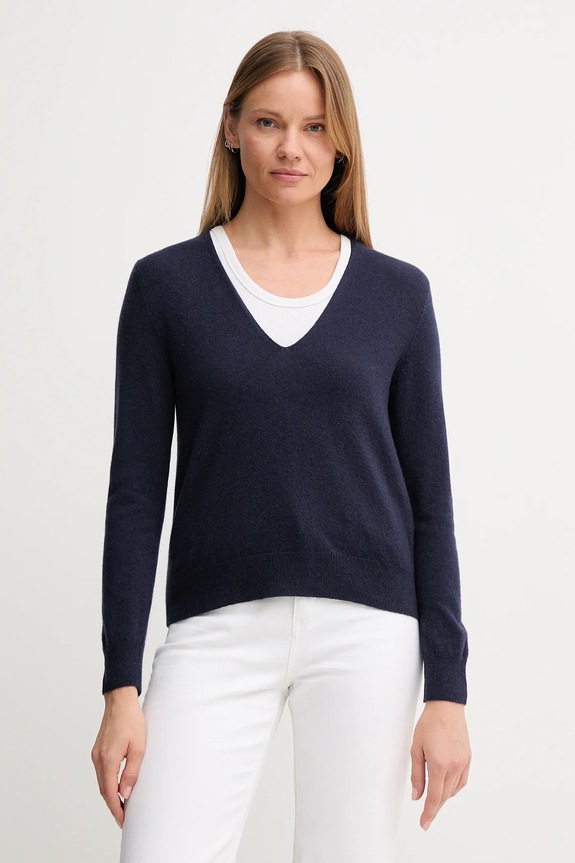 United Colors of Benetton sweter wełniany szpic granatowy 1002D401Y