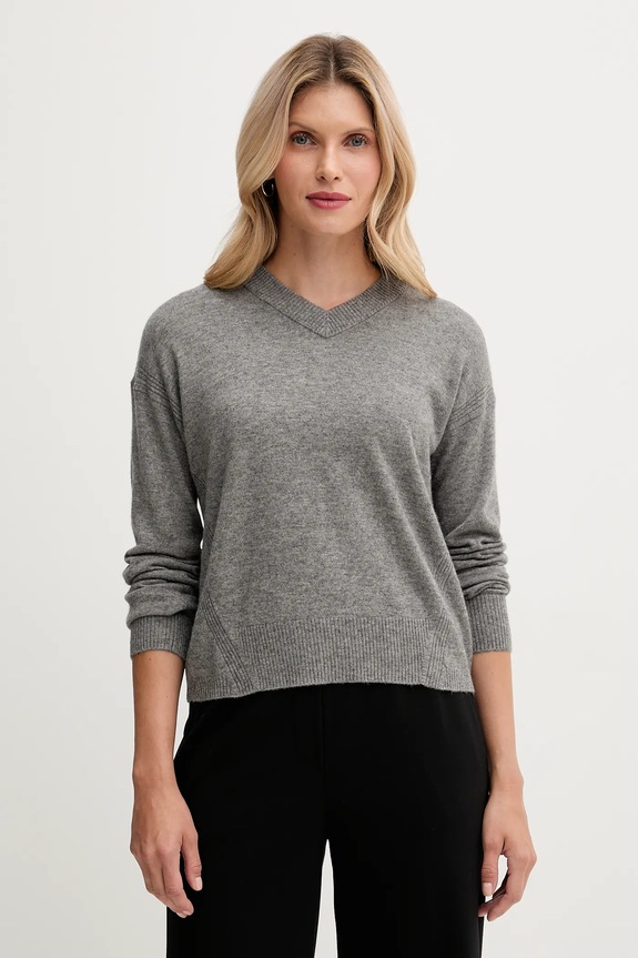 Pulover s dodatkom vune United Colors of Benetton tanka siva 102HD4032