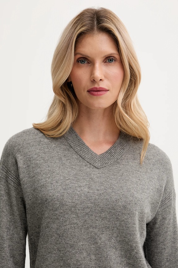 Pulover s dodatkom vune United Colors of Benetton siva 102HD4032