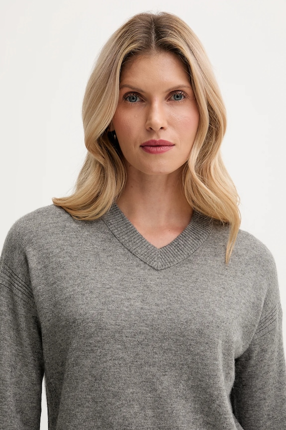 Pulover s dodatkom vune United Colors of Benetton siva 102HD4032
