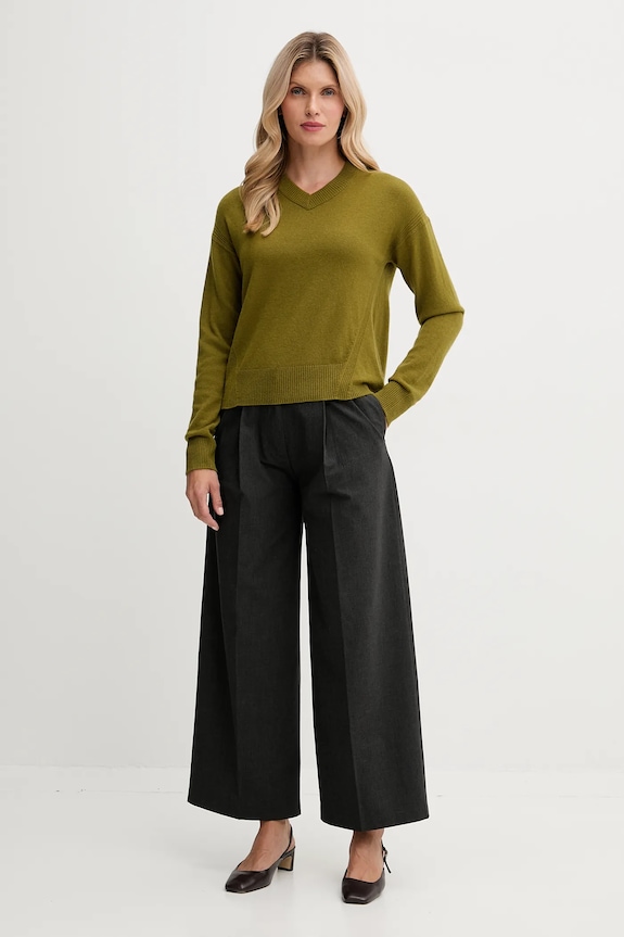 Pulover s dodatkom vune United Colors of Benetton 102HD4032 zelena AW25