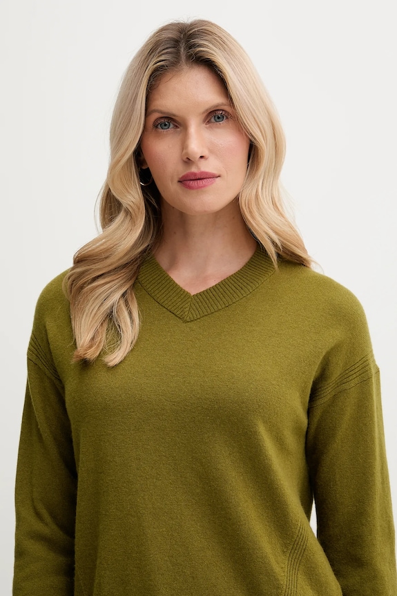 Pulover s dodatkom vune United Colors of Benetton zelena 102HD4032