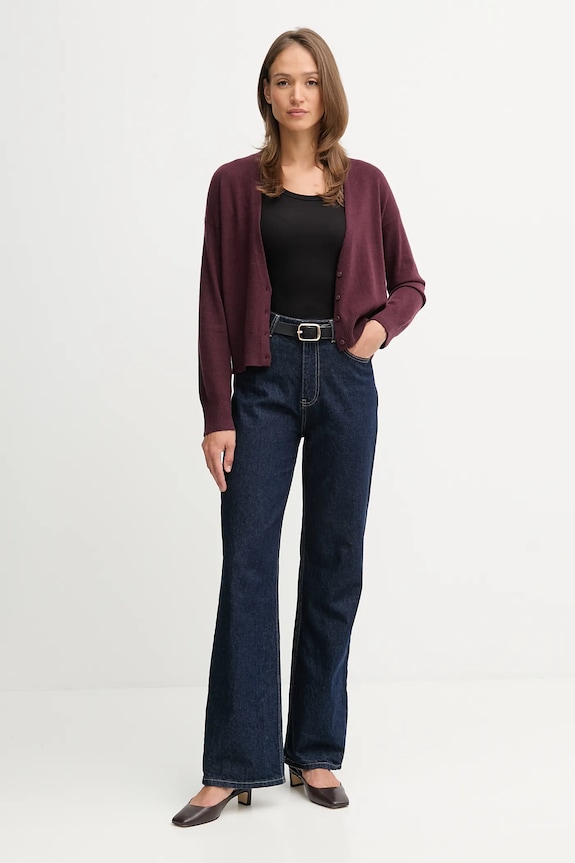 United Colors of Benetton gyapjú kardigán 102HD6052 burgundia AW25