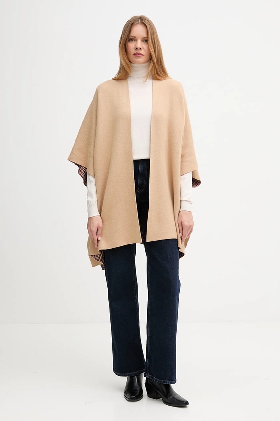 United Colors of Benetton cardigan din lână cu două fețe 112HEU01N bej AW25