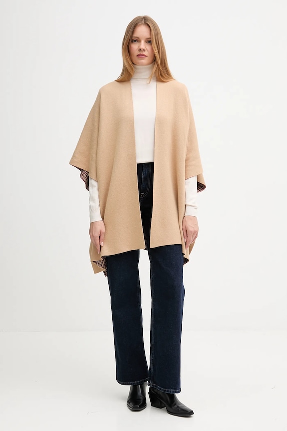 United Colors of Benetton cardigan din lână cu două fețe 112HEU01N bej AW25