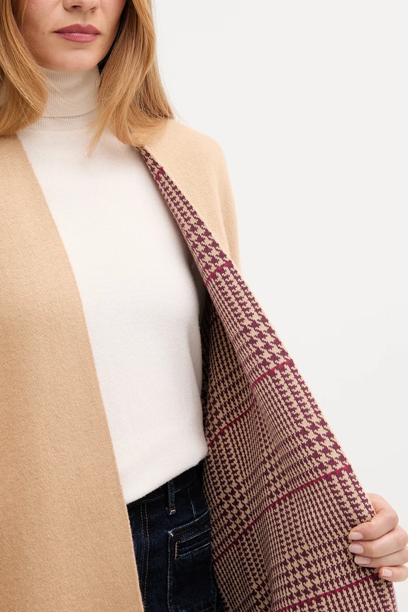 United Colors of Benetton cardigan din lână cu două fețe 112HEU01N bej