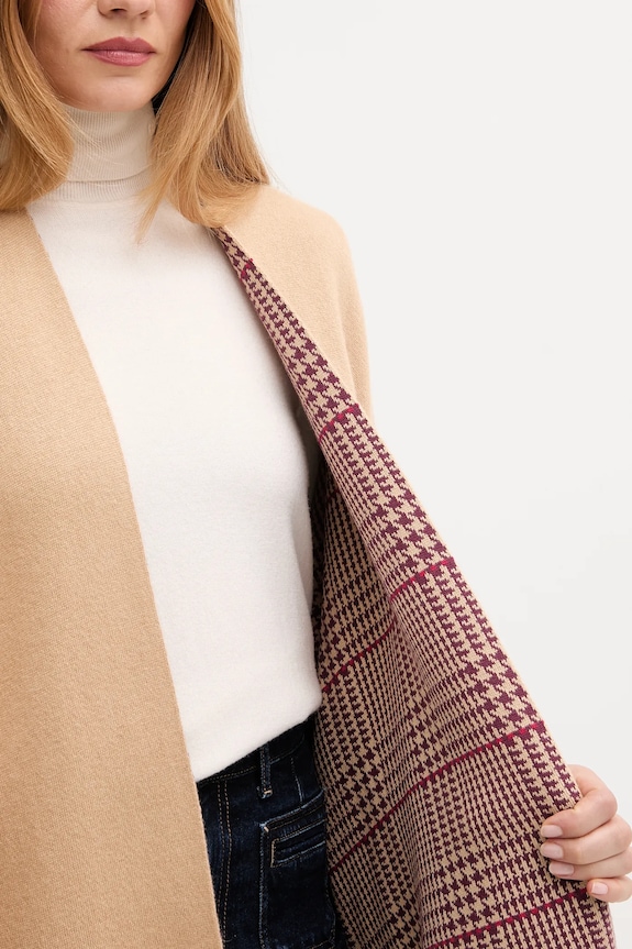 United Colors of Benetton cardigan din lână cu două fețe 112HEU01N bej