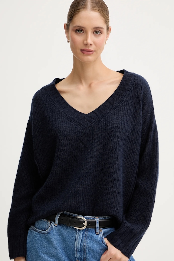 United Colors of Benetton pulover din amestec de lână bleumarin 126WD402Z