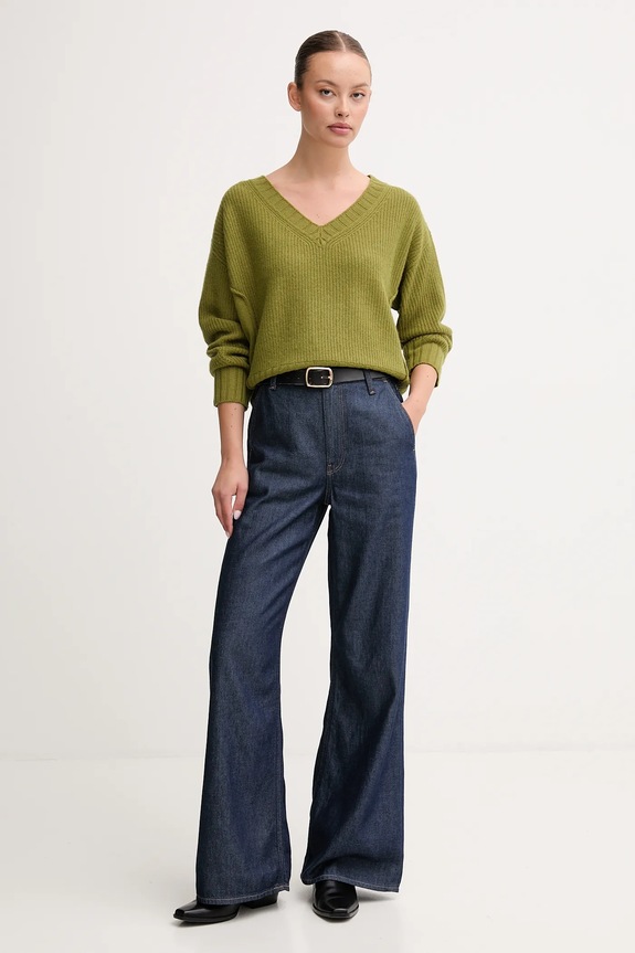 United Colors of Benetton pulover din amestec de lână 126WD402Z verde AW25