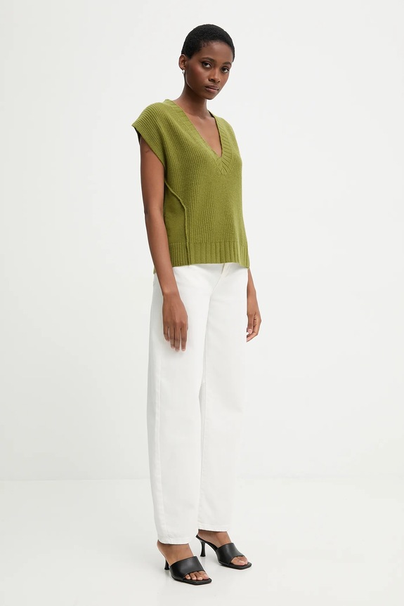 Vesta s prímesou vlny United Colors of Benetton 126WD4033 zelená AW25