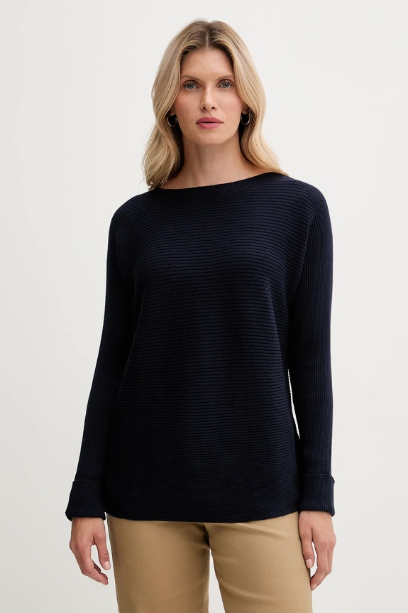 Pulover s dodatkom vune United Colors of Benetton okrugli mornarsko plava 1Y6SD10CH
