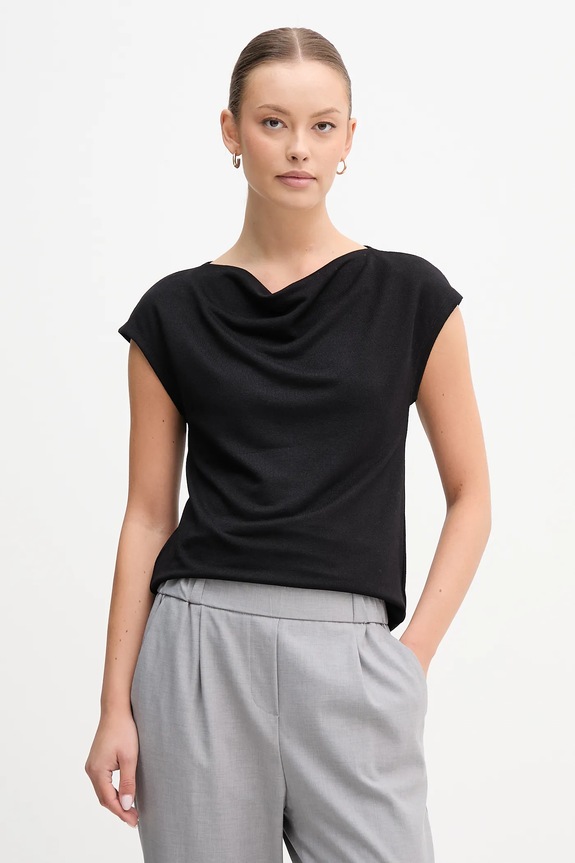 United Colors of Benetton bluzka z elastanem czarny 31NLD10AS