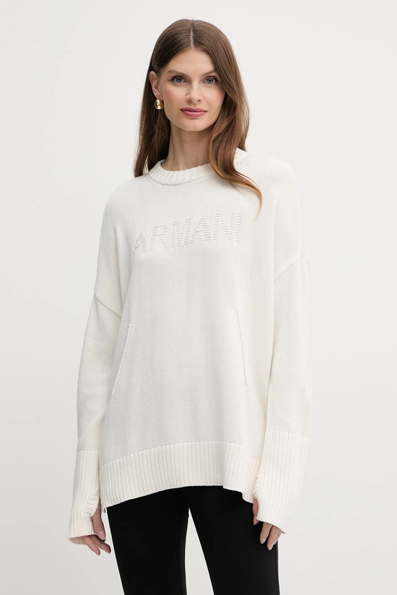 Armani Exchange sweter bawełniany aplikacja beżowy XW000760.AF16552