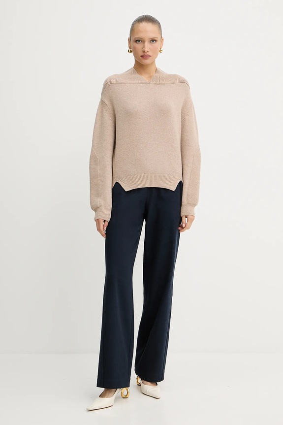 Μάλλινο πουλόβερ Victoria Beckham 1325KJU006421A μπεζ AW25