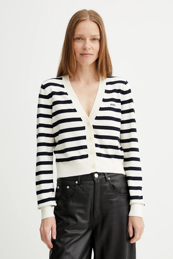 A.P.C. pamut kardigán cardigan gaelle mintás bézs COGDK.F22312