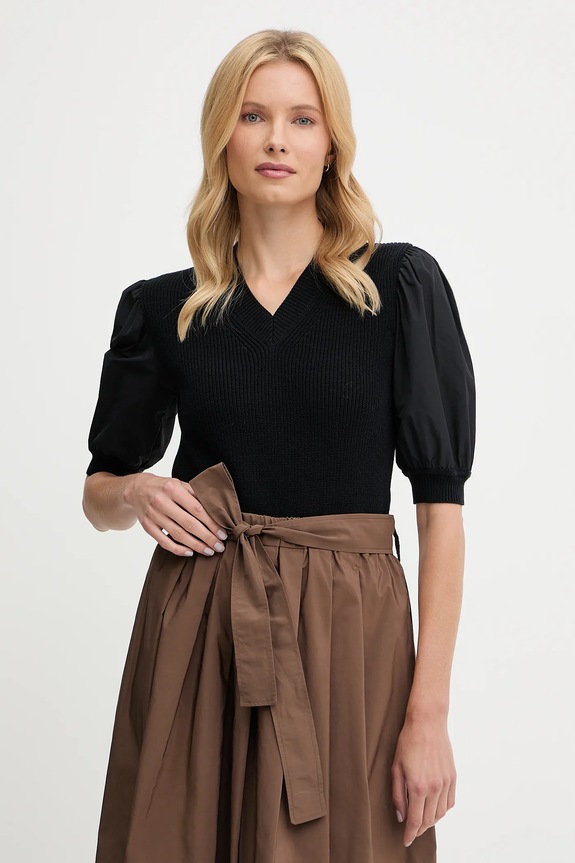 Sveter MM by Max Mara MAINE V výstrih čierna 2526366057600