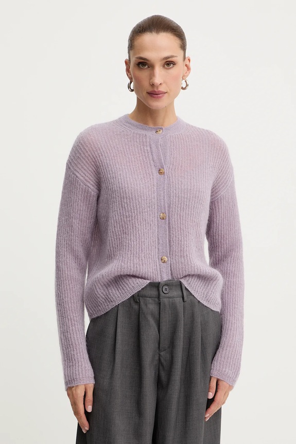 MM by Max Mara kardigan z dodatkiem wełny MEANDRO średniej grubości fioletowy 2526346028600