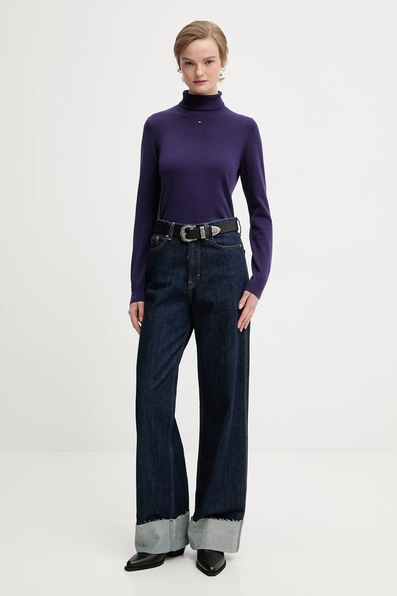 Bavlnený sveter Tommy Jeans DW0DW21672 fialová AW25