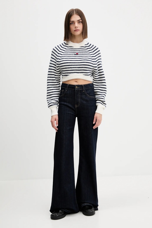 Tommy Jeans pulover din amestec de lână DW0DW21677 alb AW25