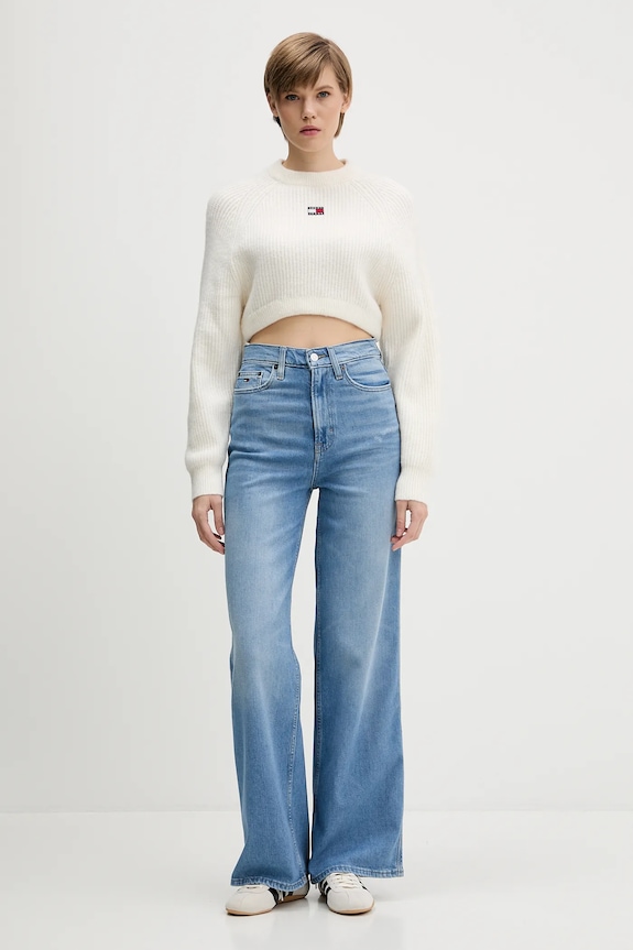 Sveter s prímesou vlny Tommy Jeans DW0DW21677 béžová AW25