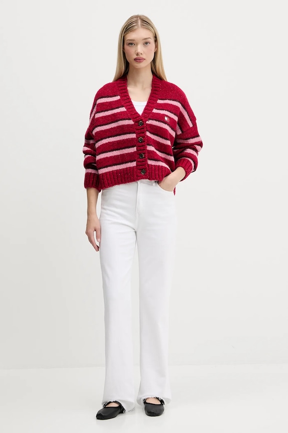 Kardigán s prímesou vlny Tommy Jeans DW0DW21678 ružová AW25
