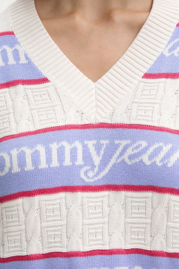 Bombažen pulover Tommy Jeans DW0DW21682 bež