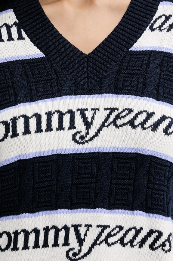 Bombažen pulover Tommy Jeans DW0DW21682 mornarsko modra