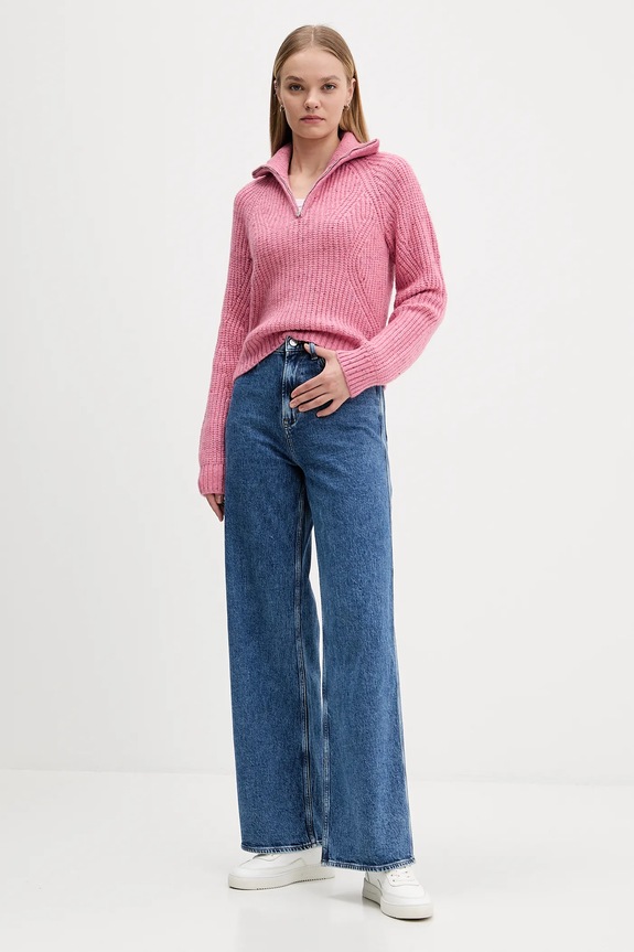 Πουλόβερ με προσθήκη μαλλιού Tommy Jeans DW0DW21686 ροζ AW25