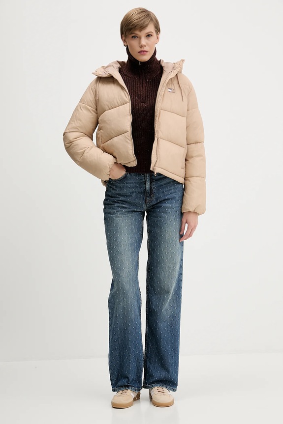 Tommy Jeans sweter z dodatkiem wełny DW0DW21686 brązowy AW25