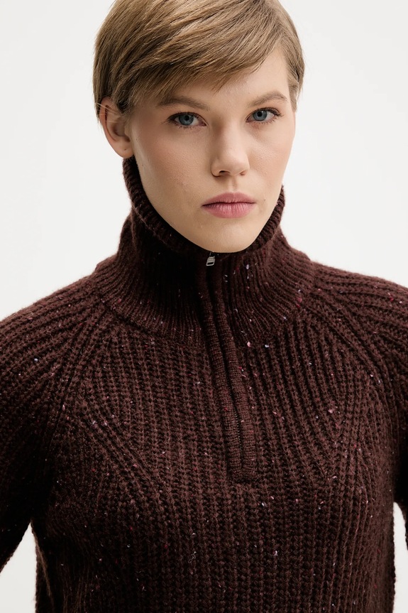 Tommy Jeans sweter z dodatkiem wełny brązowy DW0DW21686