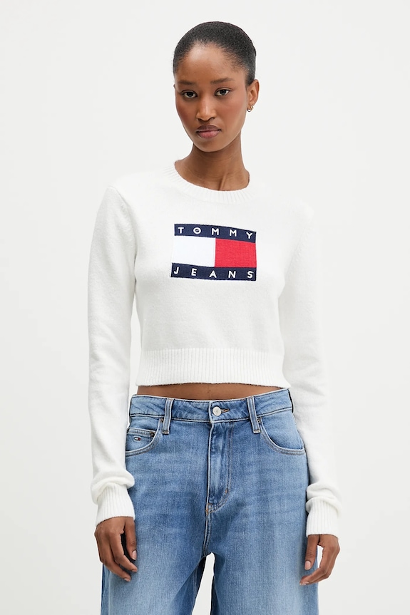 Sveter Tommy Jeans okrúhly béžová DW0DW21690