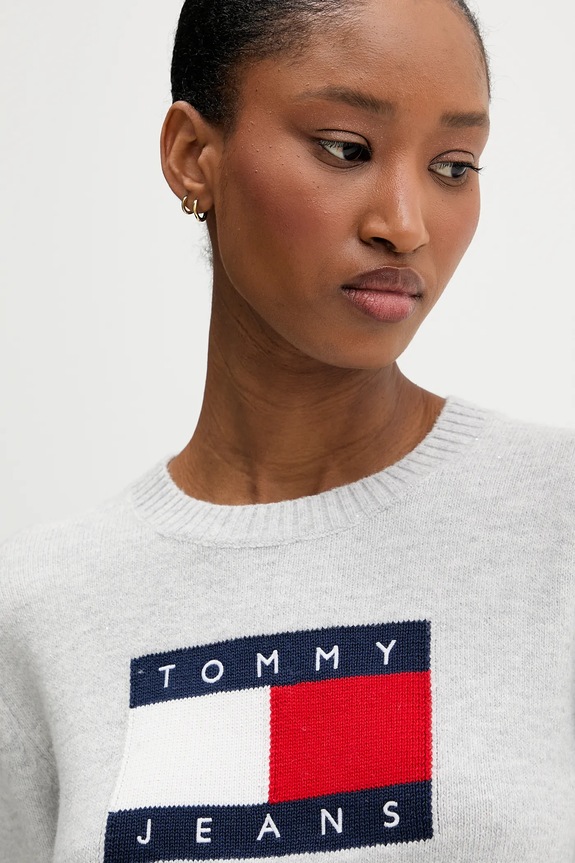 Sveter Tommy Jeans sivá DW0DW21690