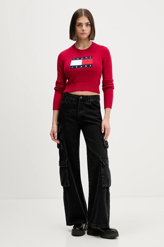 Tommy Jeans sweter DW0DW21690 różowy AW25