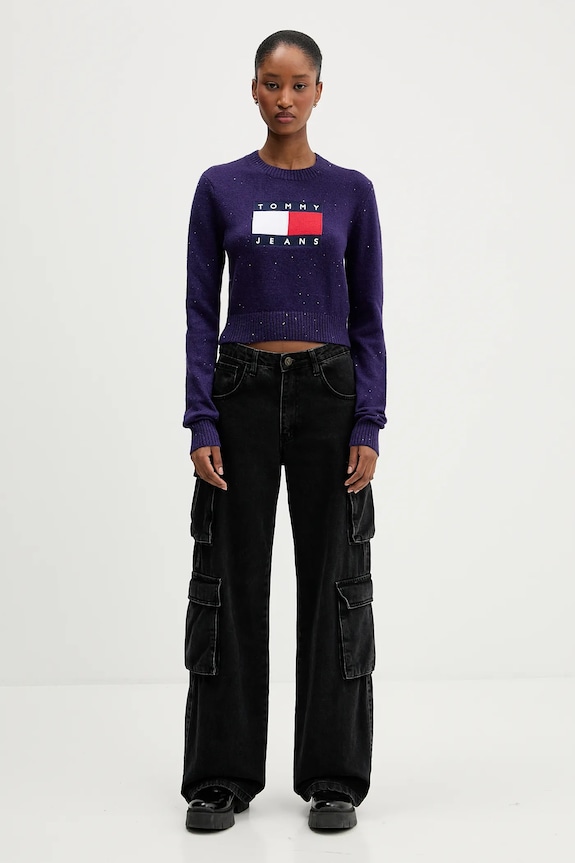 Sveter Tommy Jeans DW0DW21690 fialová AW25