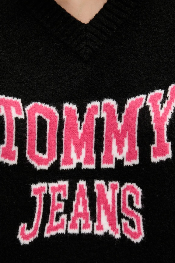 Pulover s primesjo volne Tommy Jeans DW0DW21711 črna