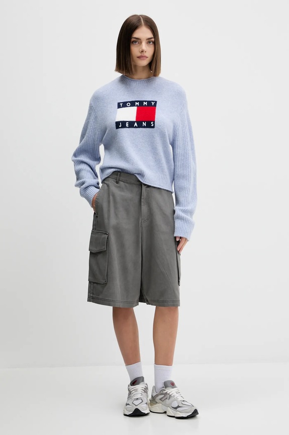 Tommy Jeans pulóver gyapjúkeverékből DW0DW21782 kék AW25