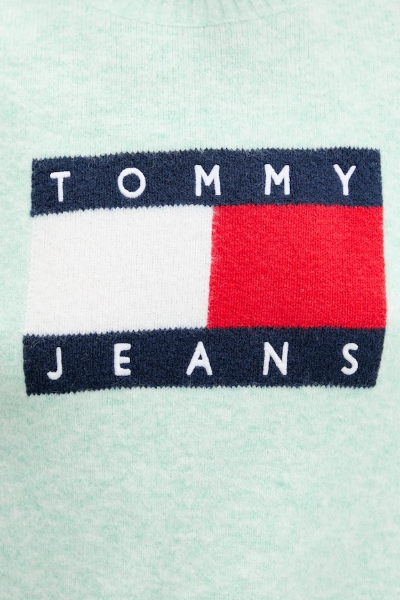 Pulover z dodatkom volne Tommy Jeans DW0DW21782 turkizna