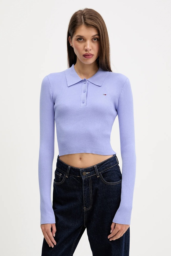Pulover Tommy Jeans bez uzorka ljubičasta DW0DW21829
