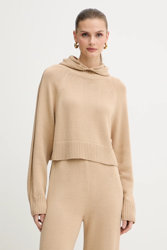 Armani Exchange sweter z dodatkiem wełny półgolf beżowy XW000767.AF13774